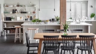 open plan kitchen diner with contemporary style and some scandi features by garden trading