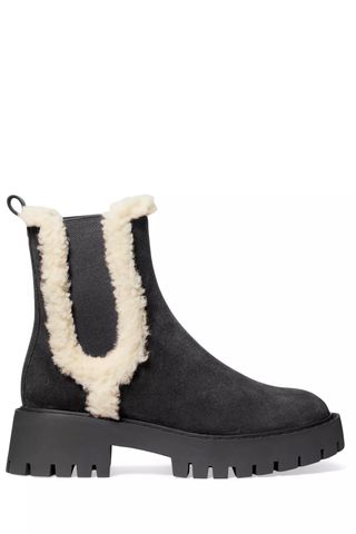 Michael Kors Asher Sherpa-Trimmed Suede Booties