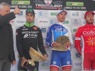 Tro Bro Leon podium (l-r): Benoît Jarrier (Bretagne-Séché Environnement), Alexandre Geniez (FDJ) and Florian Sénéchal (Cofidis)