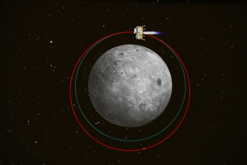 The lunar orbit of China&#039;s Chang&#039;e 3 moon lander carrying the Yutu rover is shown in this graphic released by the China Aerospace Science and Technology Corporation. Chang&#039;e 3 will land on the moon on Dec. 14, 2013.