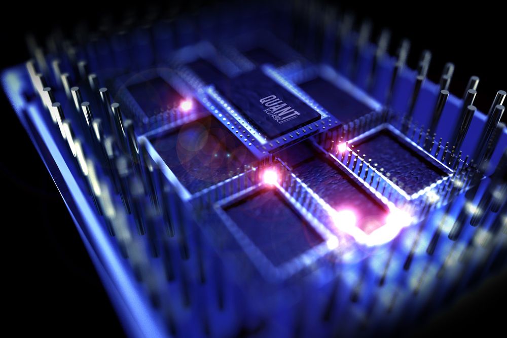 Graphical depiction of a quantum computer chip