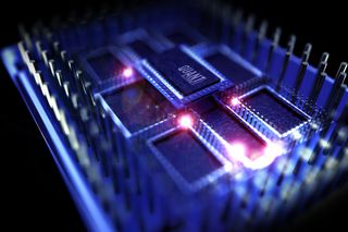 Graphical depiction of a quantum computer chip