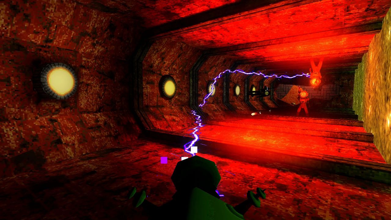 lightning arcing in red room