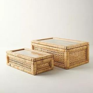 Rattan Box with Glass Lid