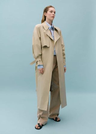 100% Cotton Long Trench Coat - Women