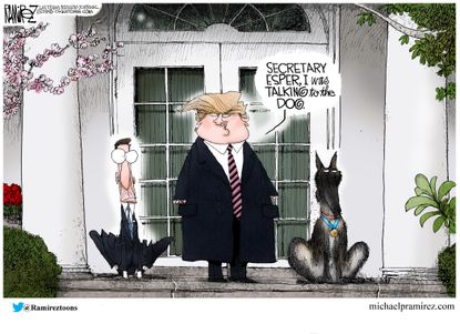 Political Cartoon U.S. Trump Navy SEALs Secretary Esper Dog