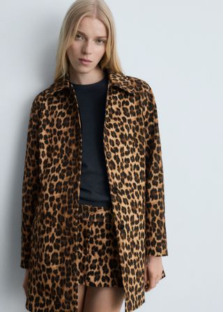 Leopard-Print Straight-Fit Coat - Women | Mango Usa