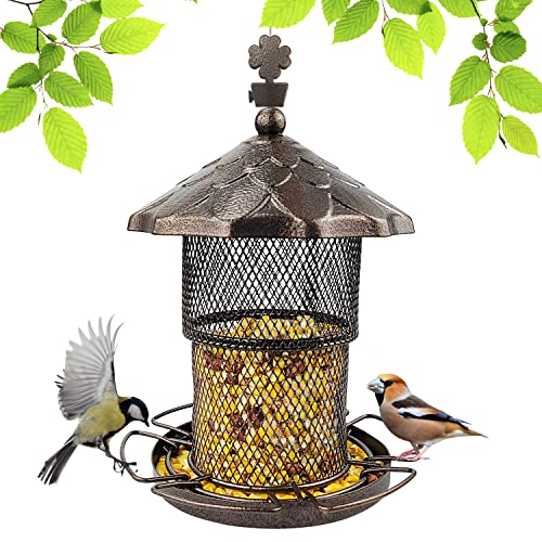 Urban Deco Metal Bird Feeders for Outside Wild Birds Ball Hummingbird Feeder, Squirrel Proof Bird Feeders for Bird Seed Birdfeeders Outside Hanging Decoration Garden Feeder