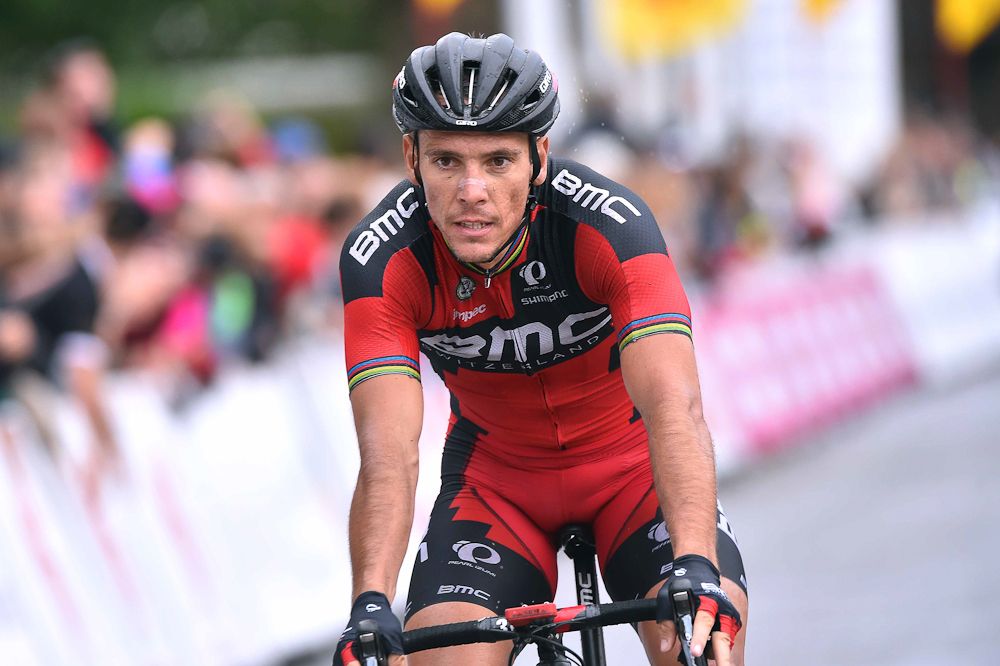 Philippe Gilbert crosses the line after finishing stage 3 at the Tour de Wallonie