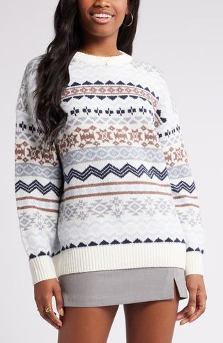 Oversize Fair Isle Crewneck Sweater