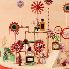 A selection of Liberty beauty gifts with paper elves and magical inspired scene.