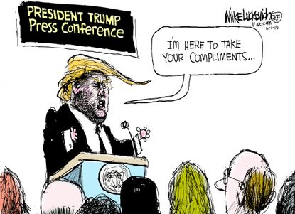 Political Cartoon U.S. trump Media 2016