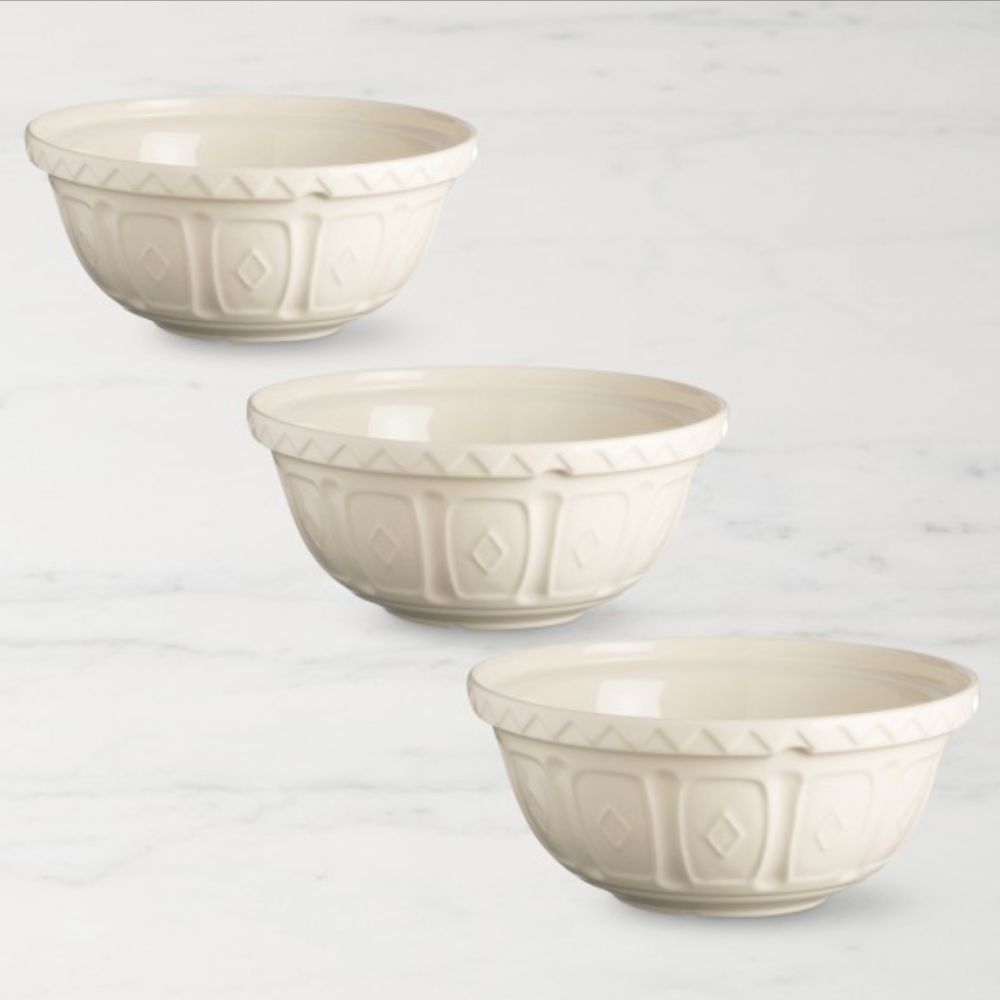 Three cream Mason Cash mixing bowls