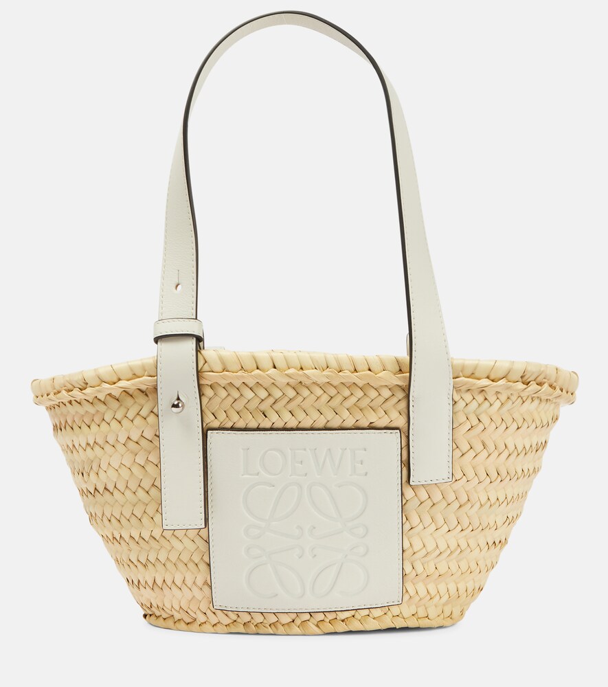 Small Leather-Trimmed Basket Tote