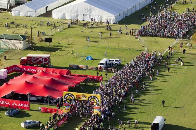 Racers lined up and ready to start the final stage of the Cape Epic