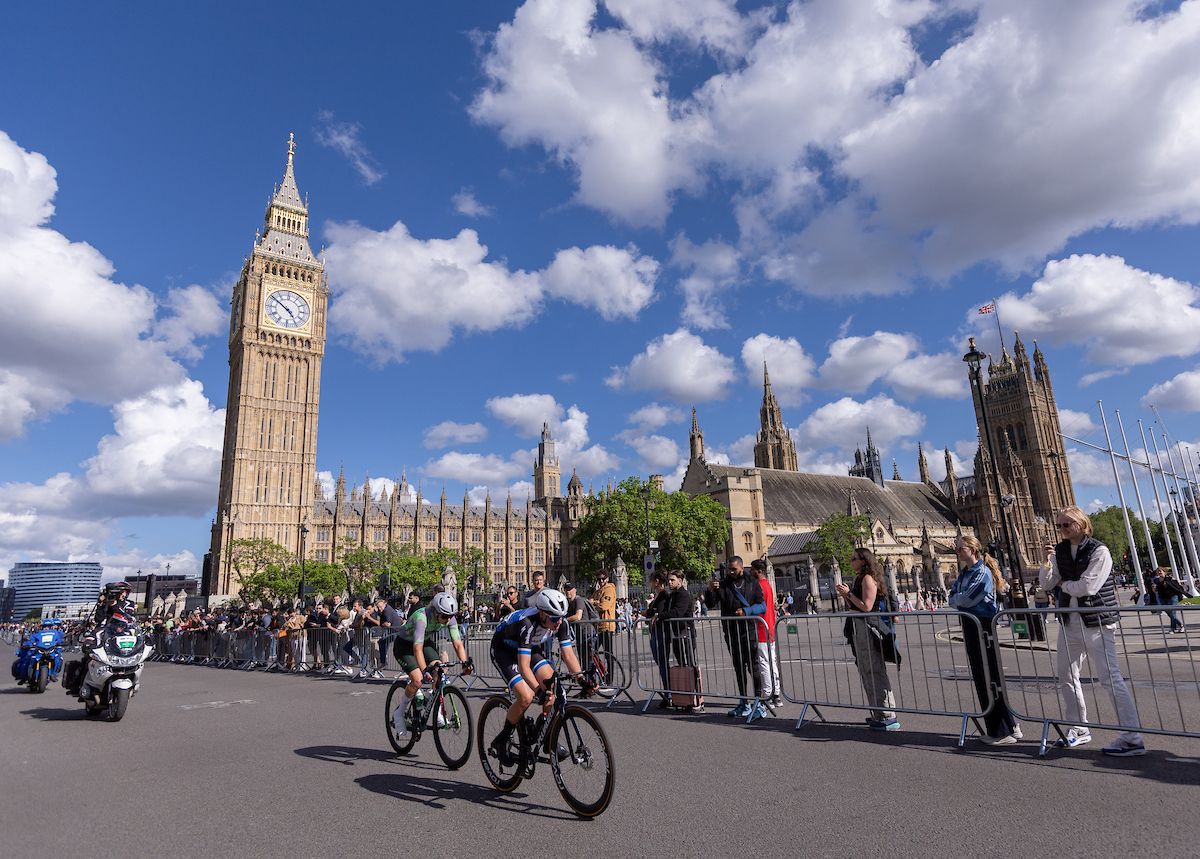 Breakaway duo of Scarlett Souren (NED) of VolkerWessels Cycling Team (NED) and Kaja Rysz (POL) of Lifeplus&acirc;Wahoo (GBR) ride past Big Ben and through Parliament Square during Stage Three of the Ford RideLondon Classique on Sunday 26th May 2024.
Photo: Chloe Knott for London Marathon Events
For further information: media@londonmarathonevents.co.uk