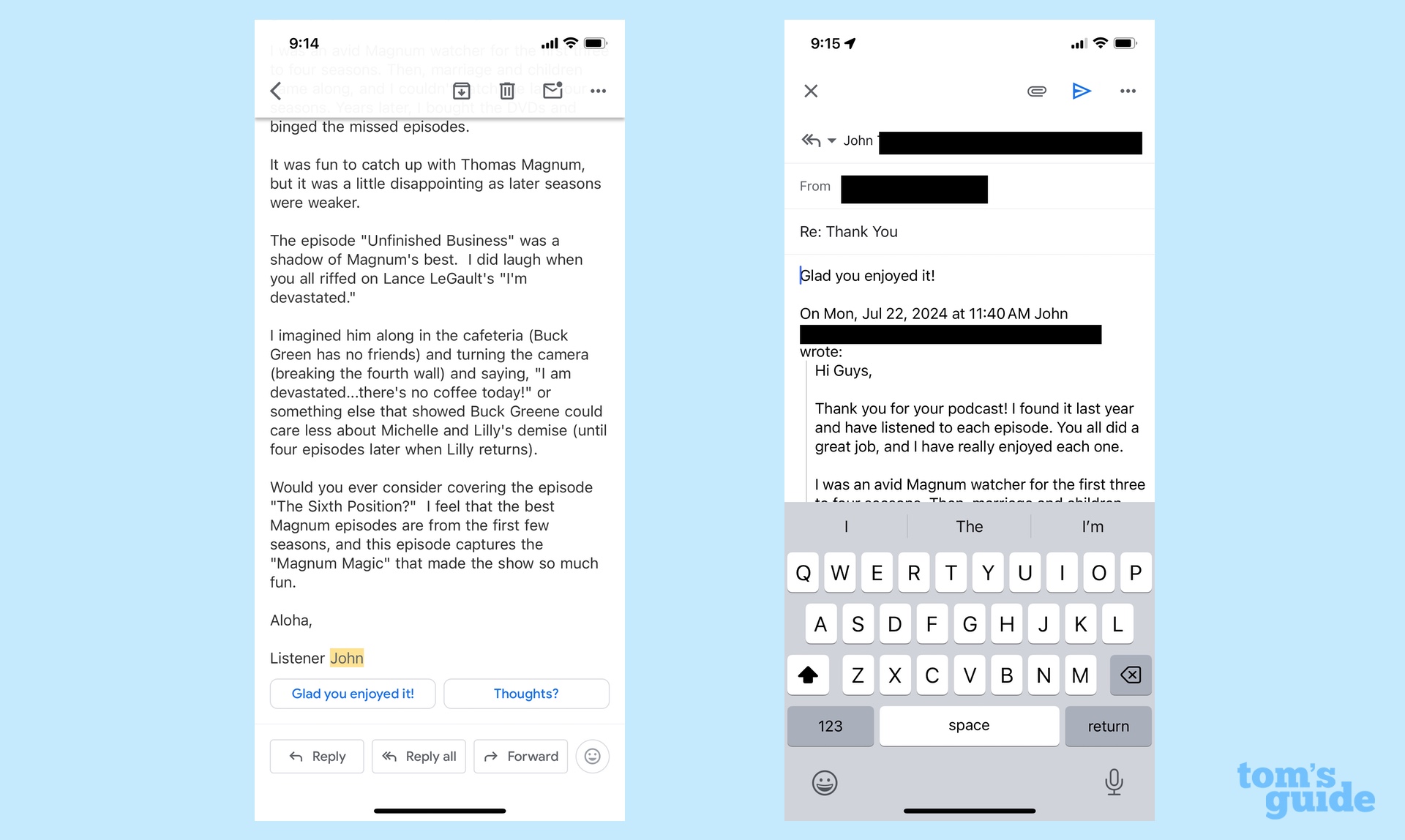 Smart Gmail replies for when a suggestion is made by the sender