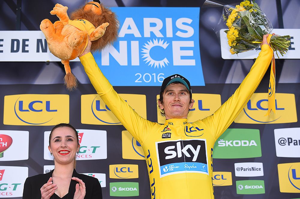 Geraint Thomas on the final Paris-Nice podium.