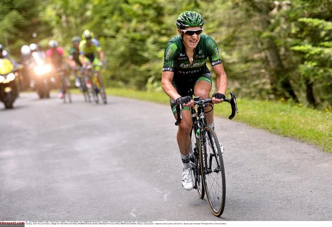 Cyril Gautier (Team Europcar) attacks during stage 16