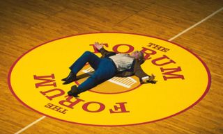 John C. Reilly as Jerry Buss on the floor of the Forum in Los Angeles