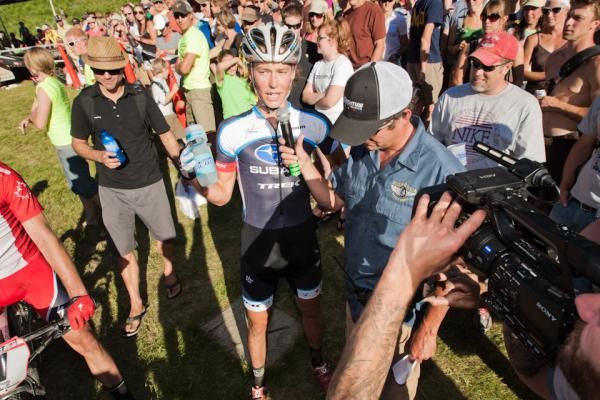 Sam Schultz is interviewed after the race by local doctor Phil Gardner who played announcer role and somehow knew something about everyone. He did his homework