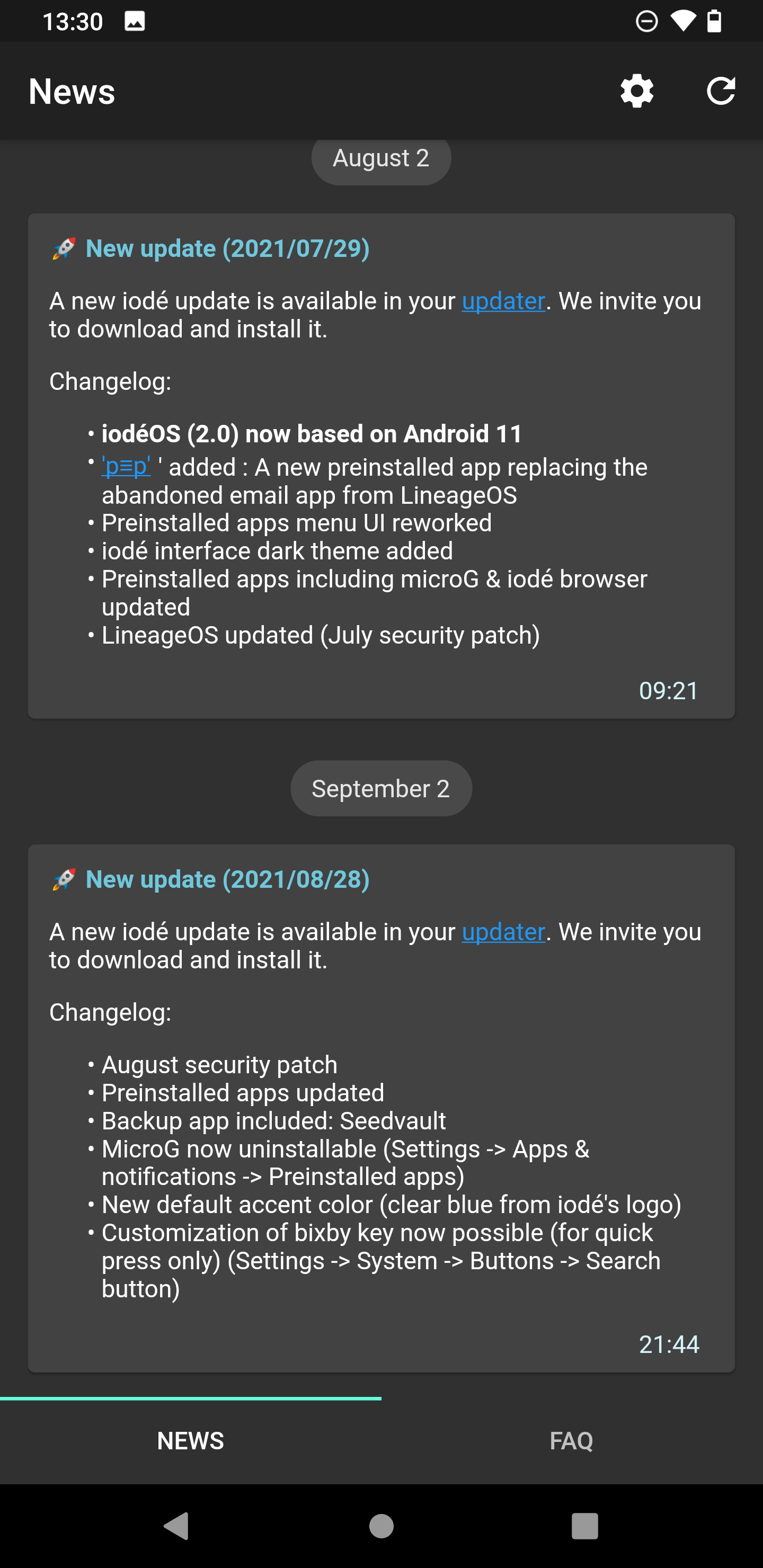 Die monatlichen Updates