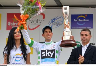 Richie Porte (Team Sky) celebrates his overall win in Catalunya