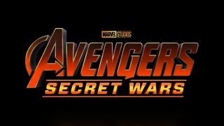 The official logo for Avengers: Secret Wars, with red and orange text on a black background