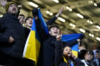 Fans show their support for Ukraine at Peterborough