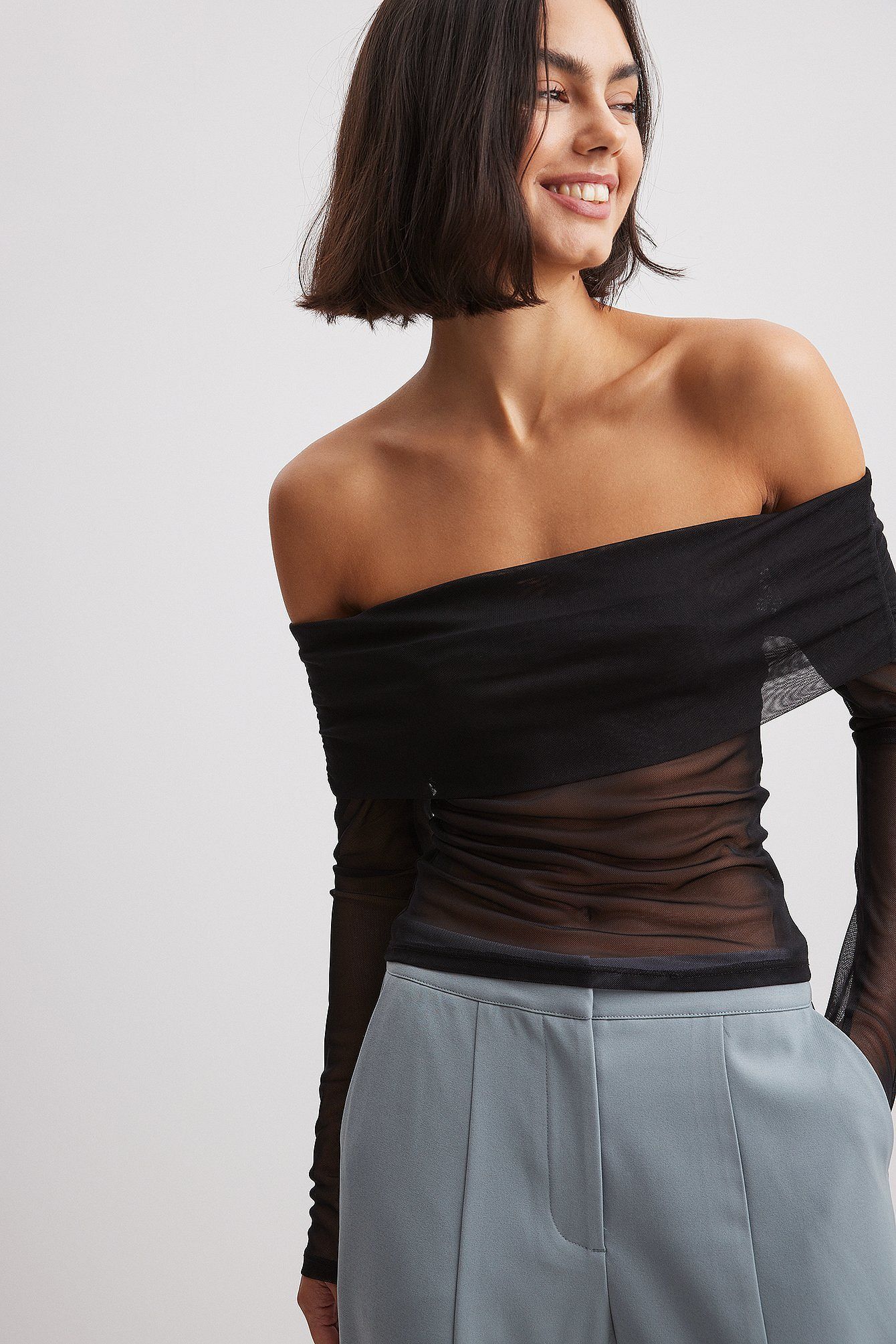 NA-KD , Off Shoulder Mesh Top