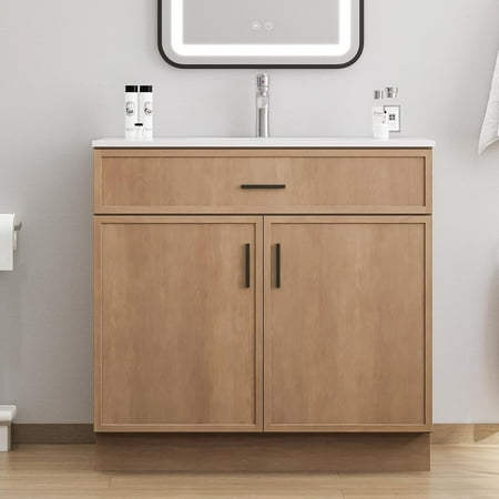 36&quot; Bathroom Vanity With Sink Wood Bathroom Vanity Cabinet ,freestanding Bathroom Sink Cabinet With a Door &amp;amp; Drawers&amp;#65292;small Edge Style