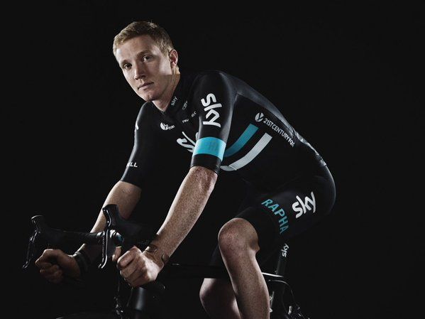 Ian Boswell shows off the new Team Sky kit for 2016