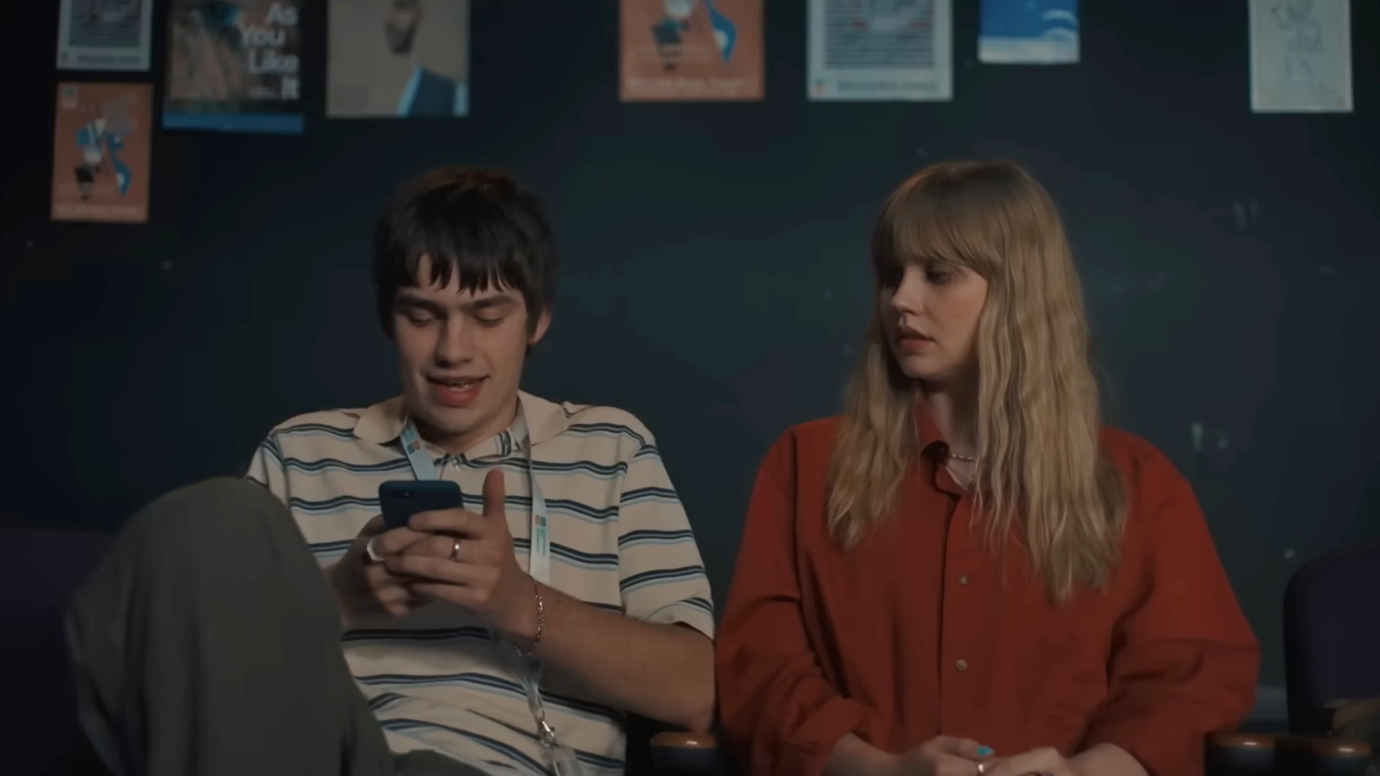 Angourie Rice looking at Spike Fearne text in Finding Emily.