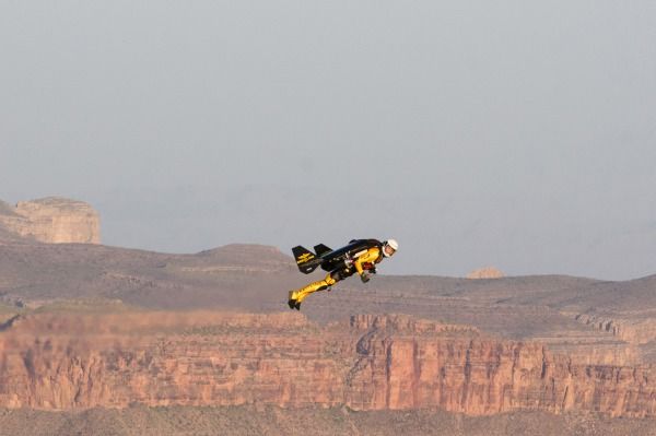 Yves &quot;JetMan&quot; Rossy flying over the Grand Canyon. Credit: André Bernet