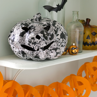 découpage pumpkin in white and black design
