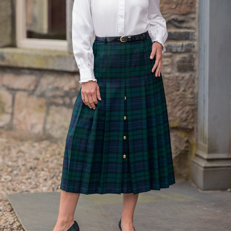 House of Bruar, Gold Button Plaid Skirt