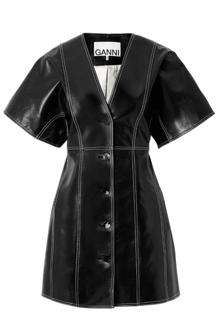 Faux Patent-Leather Mini Dress