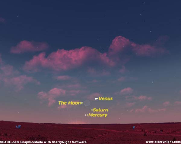 What a Sight! The Moon and Three Planets