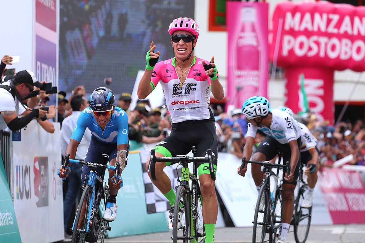 Rigoberto Uran (EF-Drapac) wins over Nairo Quintana (Movistar)