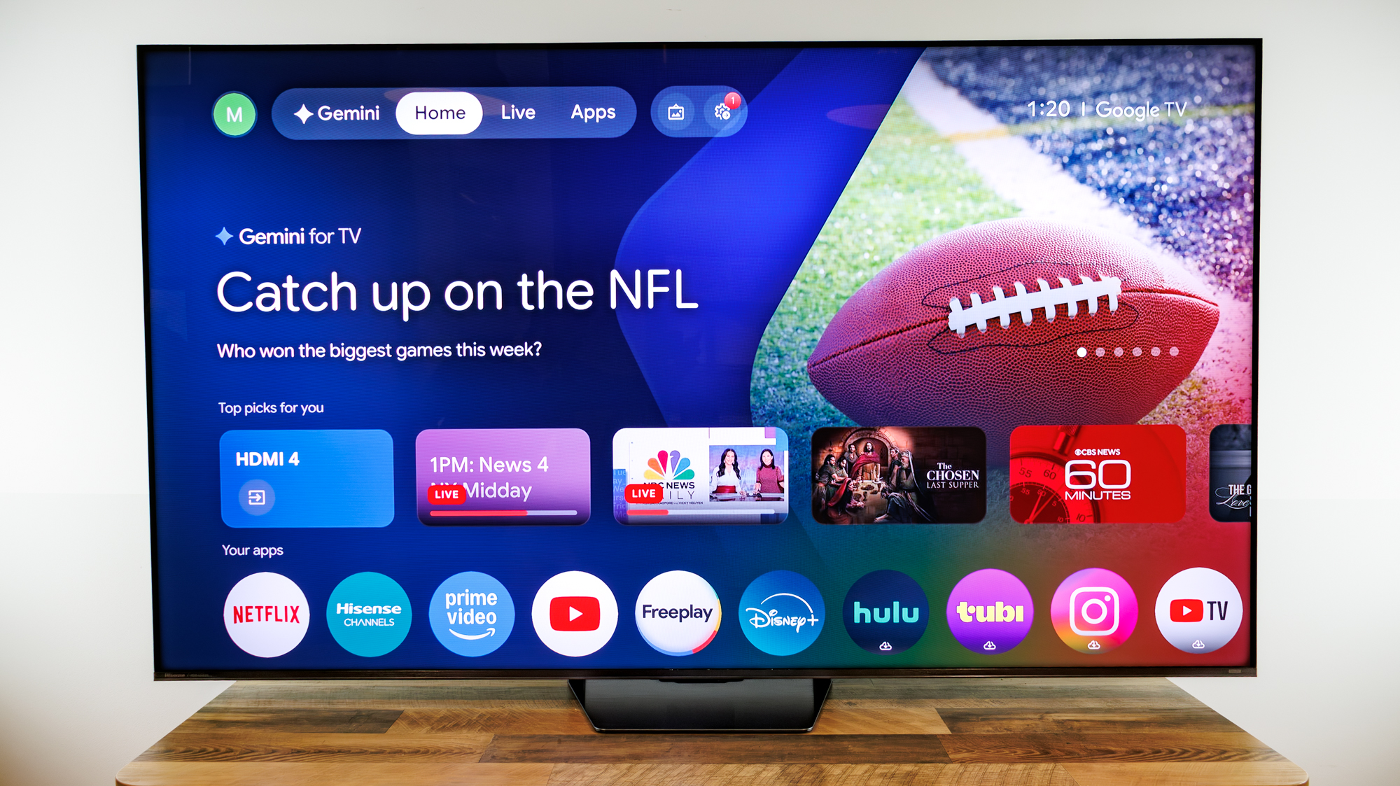 A Hisense 75UR8SG RGB MiniLED TV on a desk