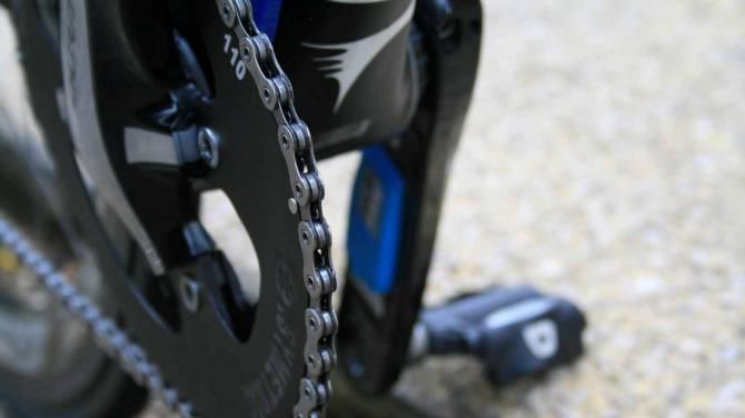 Looks like everybody&rsquo;s given up trying to hide the un-sponsored chainrings. There&rsquo;s a Stages left crank power meter in the background too