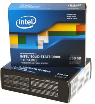 500 GB of Intel SSD 510 drives, boxed up