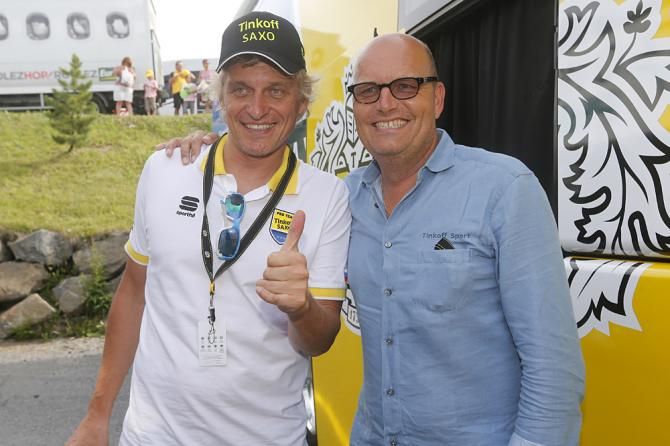 Tinkoff-Saxo owner Oleg Tinkov and manager Bjarne Riis were thrilled with Majka's stage win