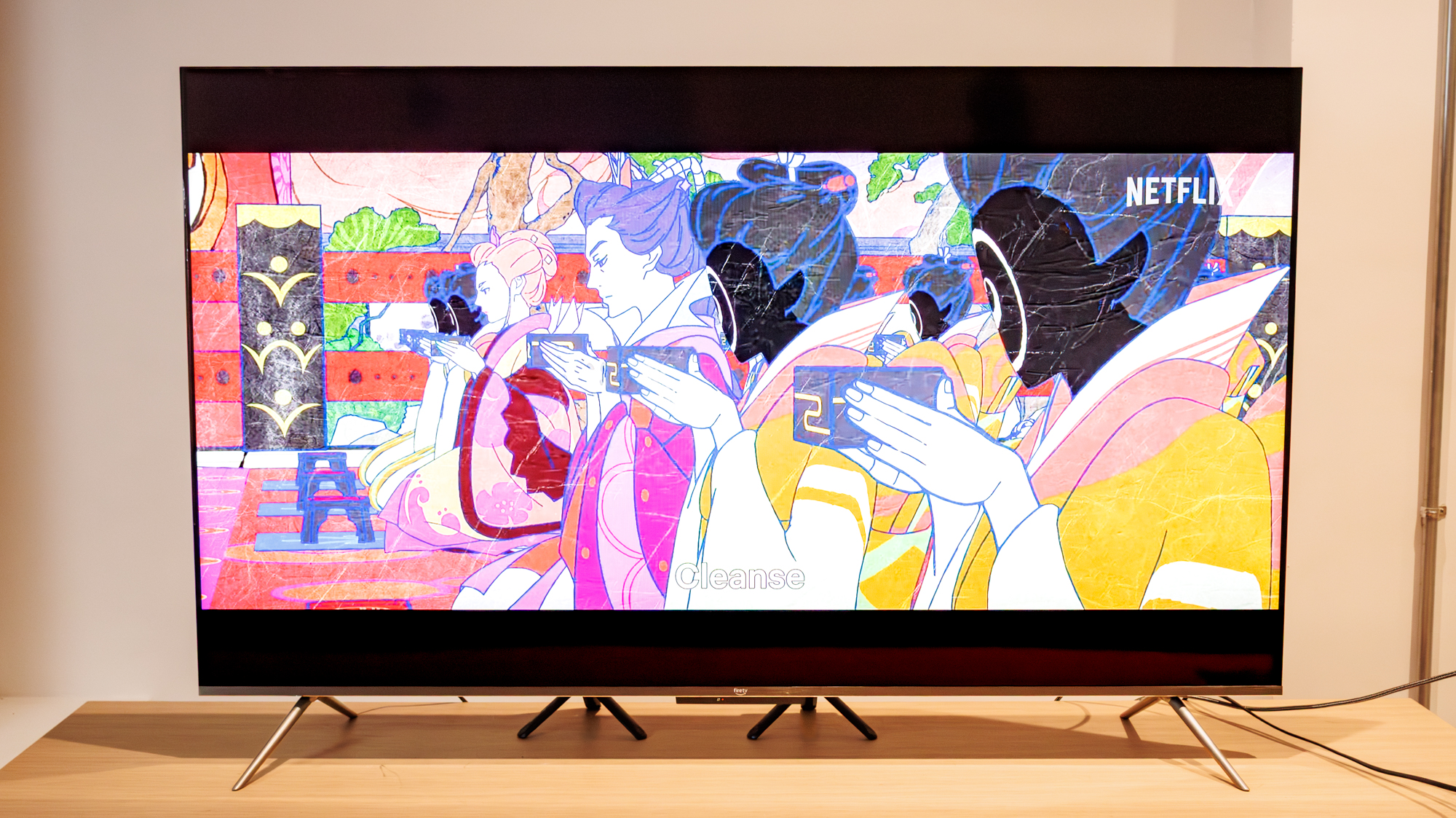 Amazon Fire TV Omni QLED Series TV (2025) on a table