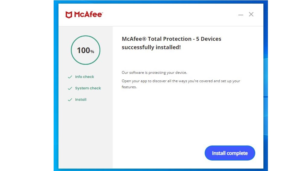 McAfee Total Protection insalled