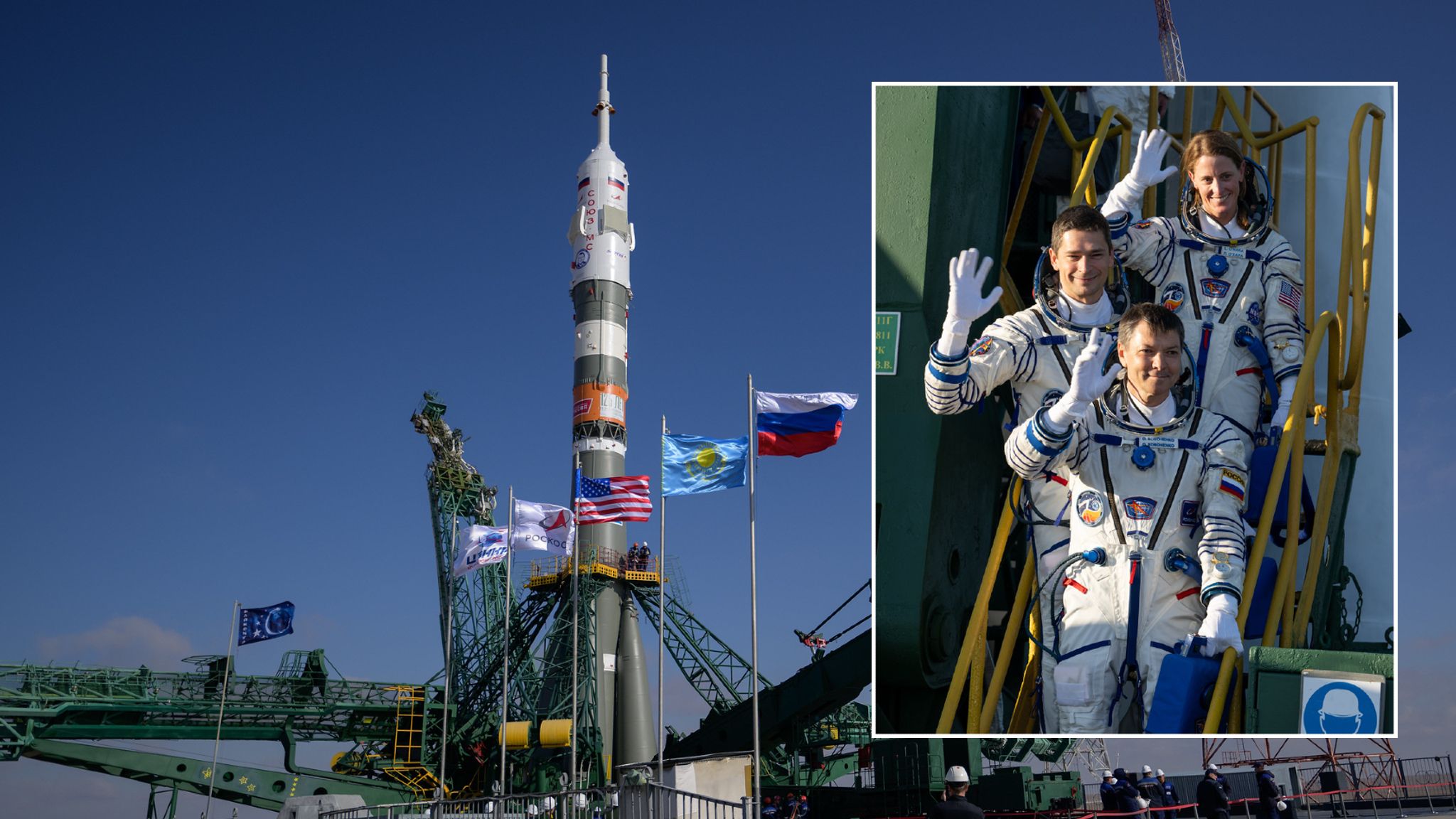 Watch a NASA astronaut and 2 cosmonauts launch to the ISS on a Russian ...