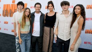 Brendan Joseph Wahlberg, Grace Margaret Wahlberg, Mark Wahlberg, Rhea Durham, Michael Wahlberg and Sunni Gaines attend "The Union" premiere at The Egyptian Theatre Hollywood on August 12, 2024 in Los Angeles, California.