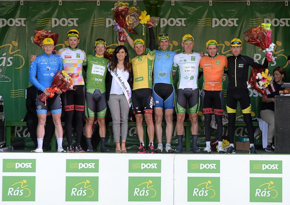 The stage 6 podium at An Post Ras