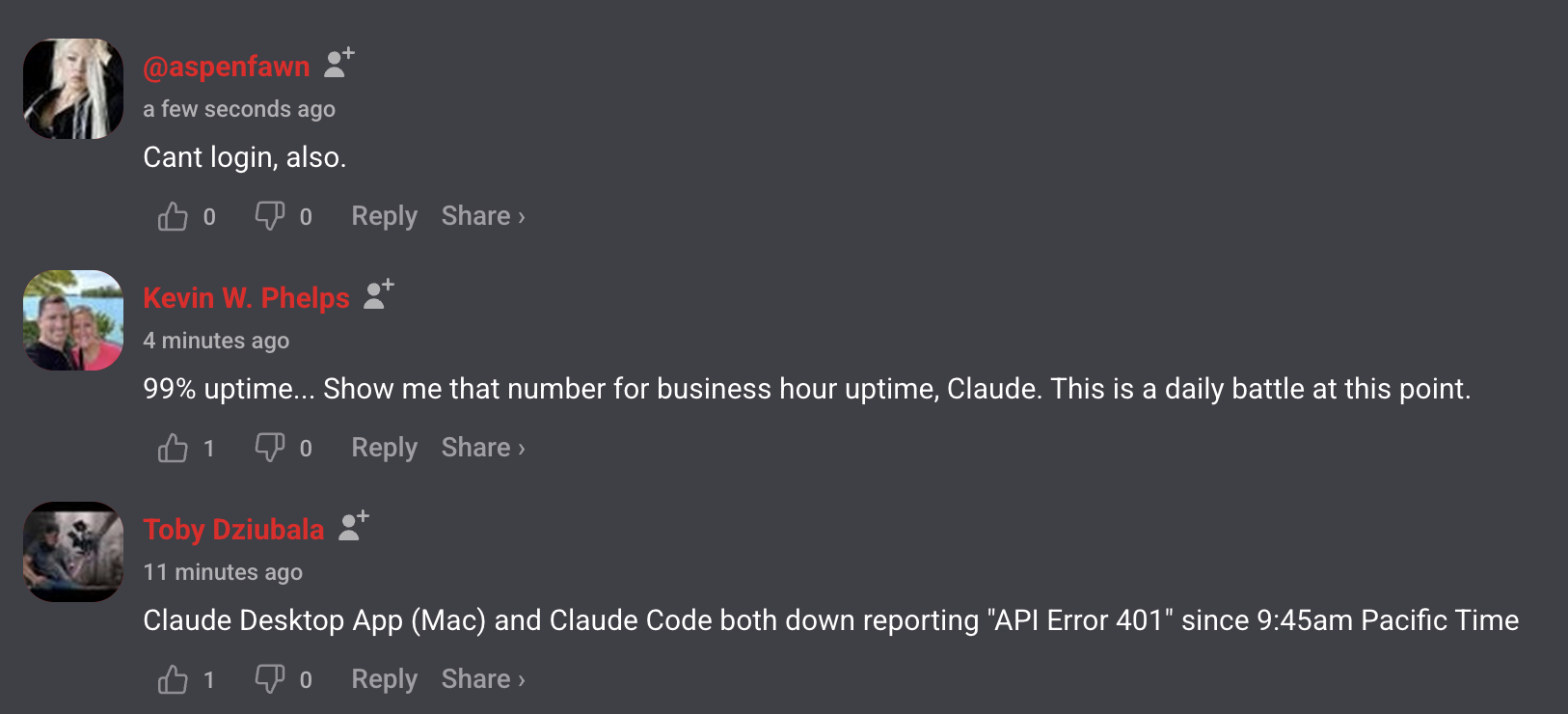 Downdetector comments