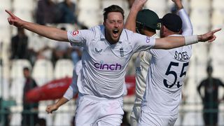 Pakistan vs England live stream: Ollie Robinson celebrates taking a wicket